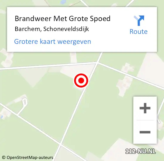 Locatie op kaart van de 112 melding: Brandweer Met Grote Spoed Naar Barchem, Schoneveldsdijk op 5 juli 2014 12:03