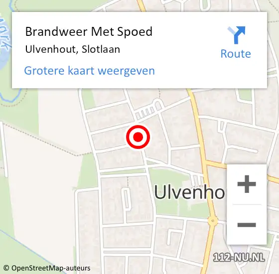 Locatie op kaart van de 112 melding: Brandweer Met Spoed Naar Ulvenhout, Slotlaan op 15 januari 2022 21:17