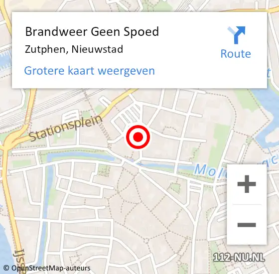 Locatie op kaart van de 112 melding: Brandweer Geen Spoed Naar Zutphen, Nieuwstad op 15 januari 2022 21:22