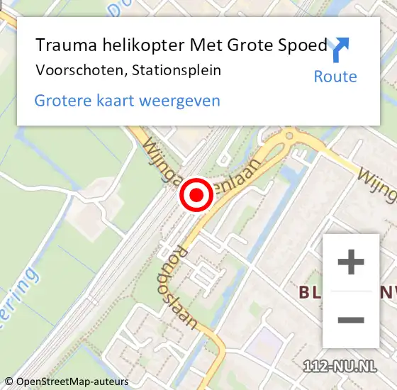 Locatie op kaart van de 112 melding: Trauma helikopter Met Grote Spoed Naar Voorschoten, Stationsplein op 15 januari 2022 22:43