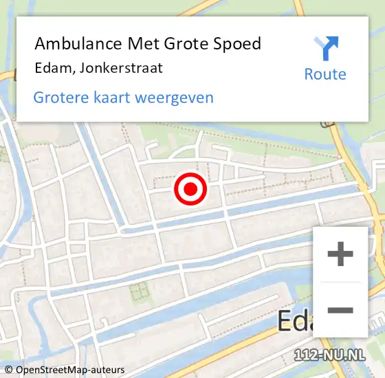 Locatie op kaart van de 112 melding: Ambulance Met Grote Spoed Naar Edam, Jonkerstraat op 15 januari 2022 22:50