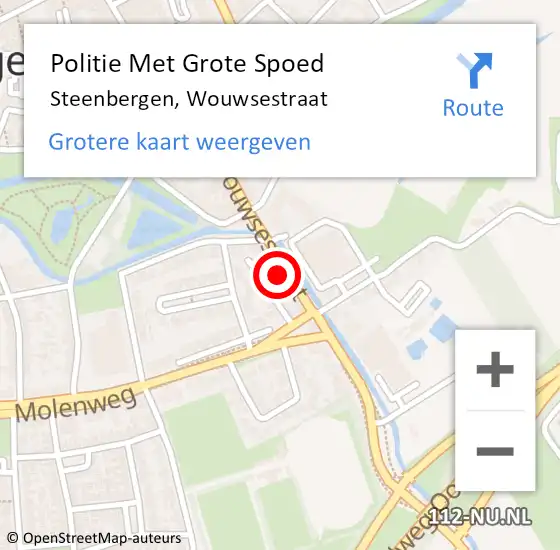 Locatie op kaart van de 112 melding: Politie Met Grote Spoed Naar Steenbergen, Wouwsestraat op 15 januari 2022 22:58