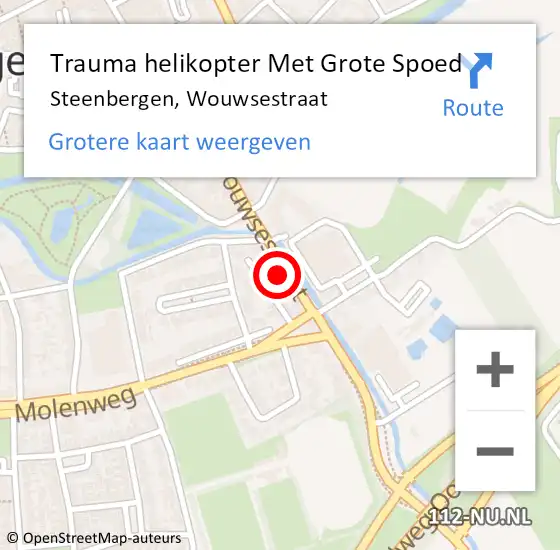 Locatie op kaart van de 112 melding: Trauma helikopter Met Grote Spoed Naar Steenbergen, Wouwsestraat op 15 januari 2022 23:00