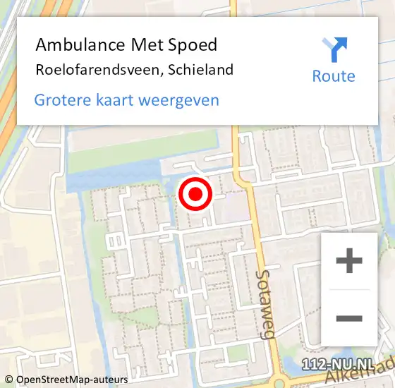 Locatie op kaart van de 112 melding: Ambulance Met Spoed Naar Roelofarendsveen, Schieland op 15 januari 2022 23:04