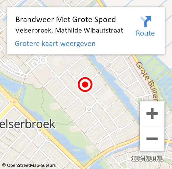 Locatie op kaart van de 112 melding: Brandweer Met Grote Spoed Naar Velserbroek, Mathilde Wibautstraat op 15 januari 2022 23:23