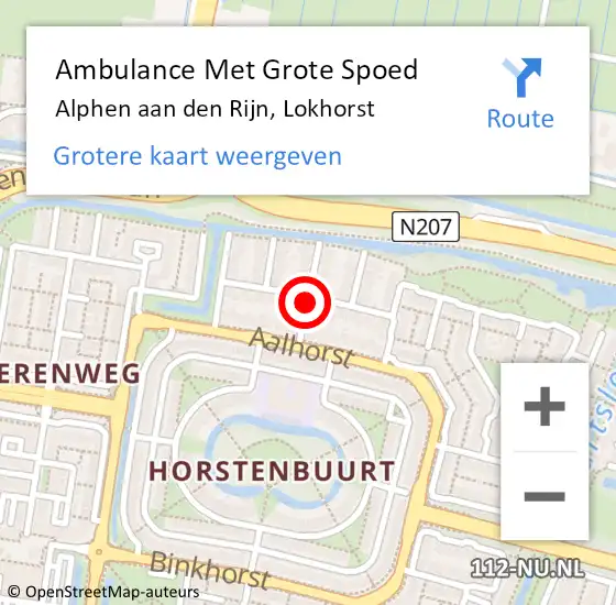 Locatie op kaart van de 112 melding: Ambulance Met Grote Spoed Naar Alphen aan den Rijn, Lokhorst op 15 januari 2022 23:32