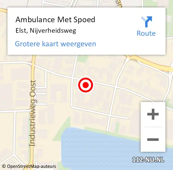 Locatie op kaart van de 112 melding: Ambulance Met Spoed Naar Elst, Nijverheidsweg op 16 januari 2022 00:06