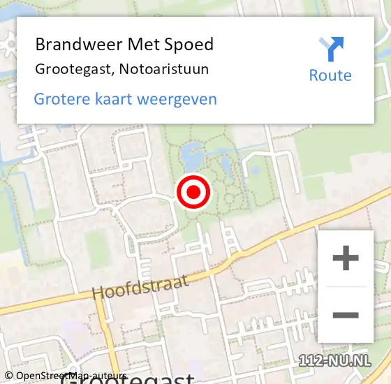 Locatie op kaart van de 112 melding: Brandweer Met Spoed Naar Grootegast, Notoaristuun op 16 januari 2022 01:17