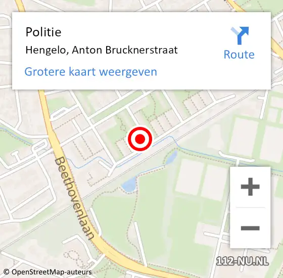 Locatie op kaart van de 112 melding: Politie Hengelo, Anton Brucknerstraat op 16 januari 2022 01:41