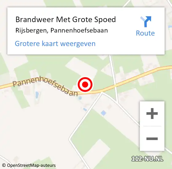 Locatie op kaart van de 112 melding: Brandweer Met Grote Spoed Naar Rijsbergen, Pannenhoefsebaan op 16 januari 2022 01:44