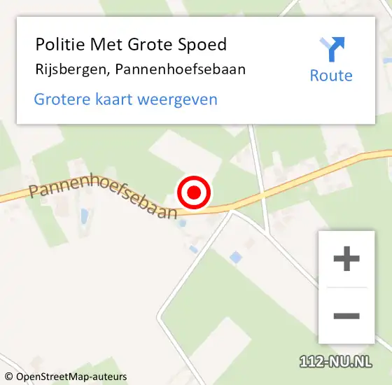 Locatie op kaart van de 112 melding: Politie Met Grote Spoed Naar Rijsbergen, Pannenhoefsebaan op 16 januari 2022 01:47