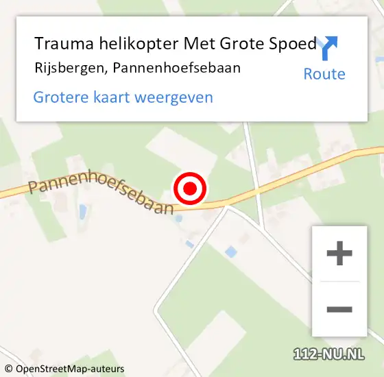 Locatie op kaart van de 112 melding: Trauma helikopter Met Grote Spoed Naar Rijsbergen, Pannenhoefsebaan op 16 januari 2022 01:48