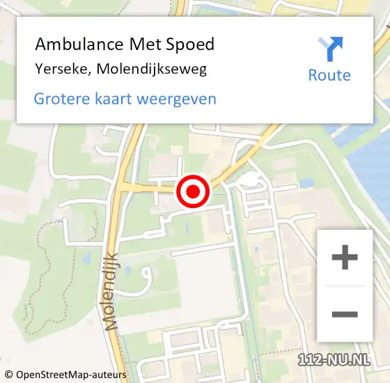 Locatie op kaart van de 112 melding: Ambulance Met Spoed Naar Yerseke, Molendijkseweg op 5 juli 2014 12:31