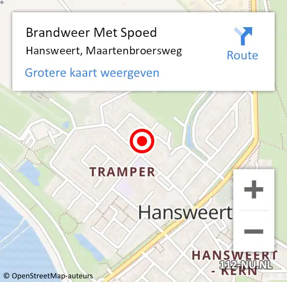 Locatie op kaart van de 112 melding: Brandweer Met Spoed Naar Hansweert, Maartenbroersweg op 16 januari 2022 03:19