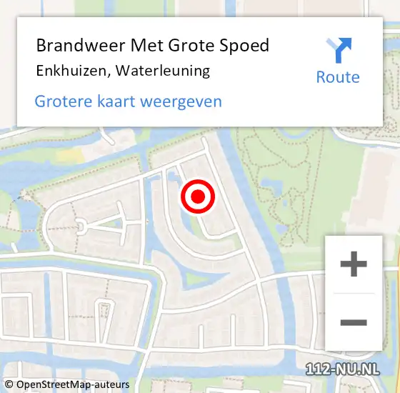 Locatie op kaart van de 112 melding: Brandweer Met Grote Spoed Naar Enkhuizen, Waterleuning op 16 januari 2022 03:20