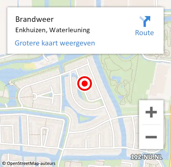 Locatie op kaart van de 112 melding: Brandweer Enkhuizen, Waterleuning op 16 januari 2022 03:31