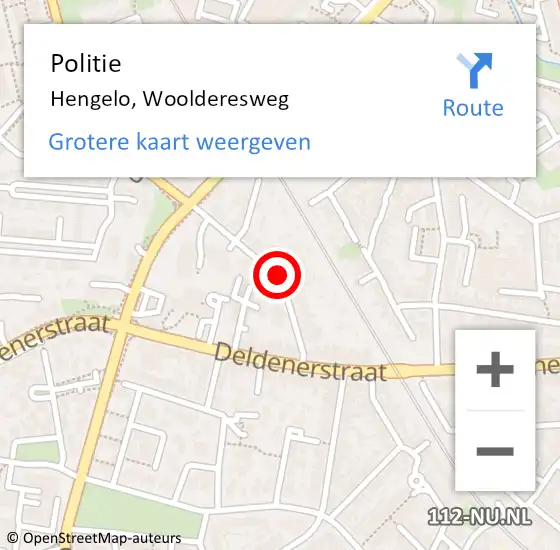 Locatie op kaart van de 112 melding: Politie Hengelo, Woolderesweg op 16 januari 2022 04:01