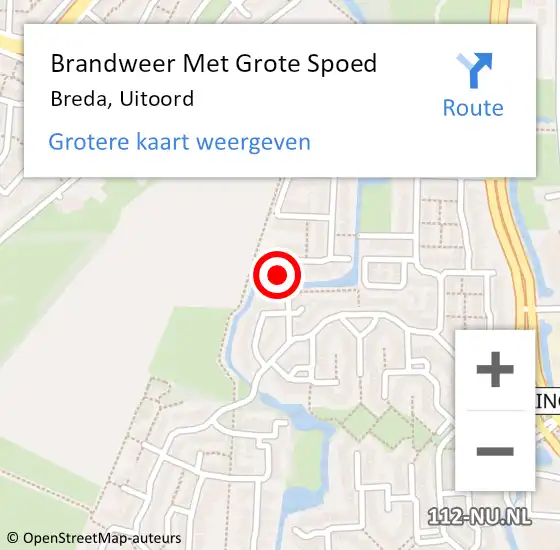 Locatie op kaart van de 112 melding: Brandweer Met Grote Spoed Naar Breda, Uitoord op 16 januari 2022 04:56