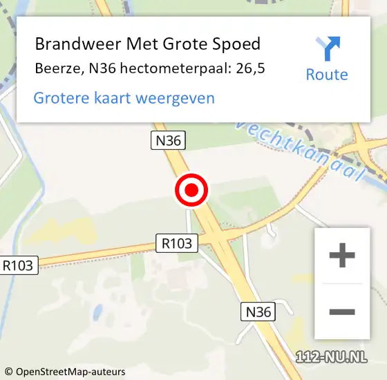 Locatie op kaart van de 112 melding: Brandweer Met Grote Spoed Naar Beerze, N36 L op 5 juli 2014 12:37