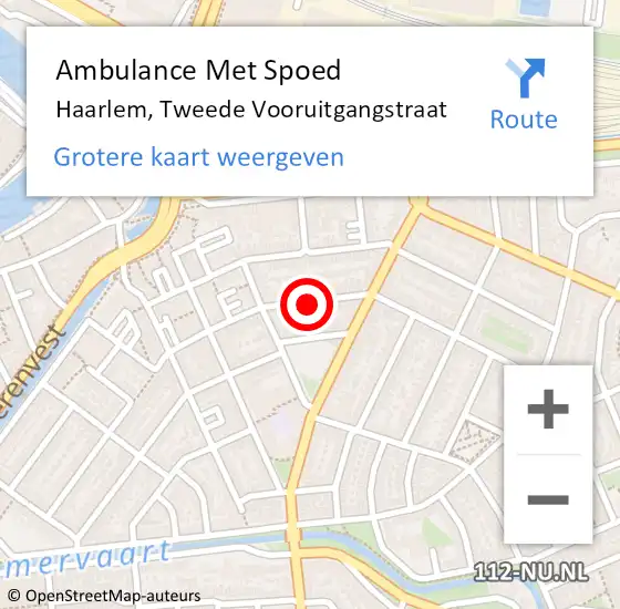 Locatie op kaart van de 112 melding: Ambulance Met Spoed Naar Haarlem, Tweede Vooruitgangstraat op 16 januari 2022 07:16