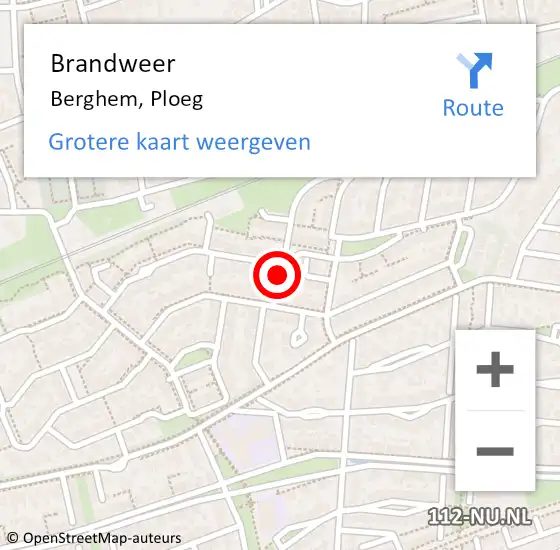 Locatie op kaart van de 112 melding: Brandweer Berghem, Ploeg op 16 januari 2022 08:01