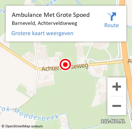 Locatie op kaart van de 112 melding: Ambulance Met Grote Spoed Naar Barneveld, Achterveldseweg op 16 januari 2022 08:11