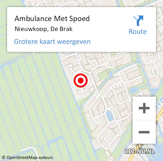 Locatie op kaart van de 112 melding: Ambulance Met Spoed Naar Nieuwkoop, De Brak op 16 januari 2022 08:33