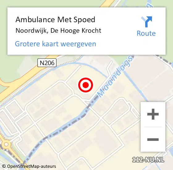 Locatie op kaart van de 112 melding: Ambulance Met Spoed Naar Noordwijk, De Hooge Krocht op 16 januari 2022 09:27