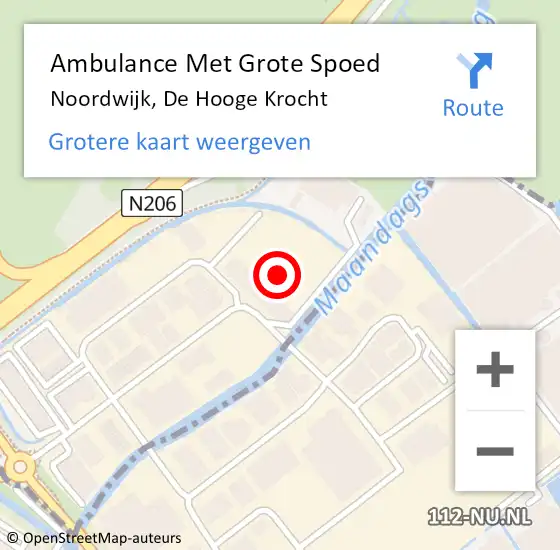 Locatie op kaart van de 112 melding: Ambulance Met Grote Spoed Naar Noordwijk, De Hooge Krocht op 16 januari 2022 09:30