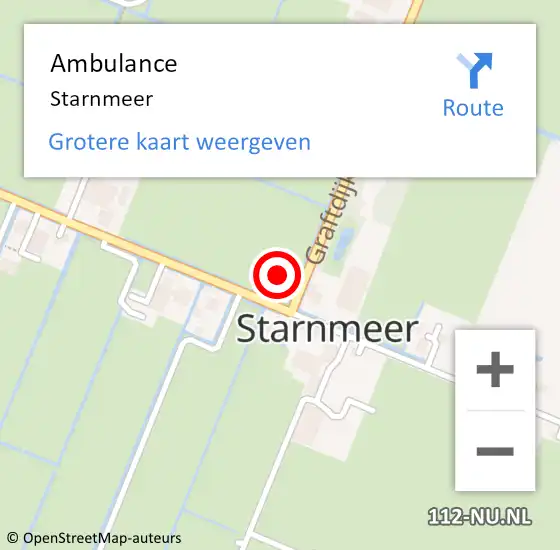 Locatie op kaart van de 112 melding: Ambulance Starnmeer op 16 januari 2022 09:31