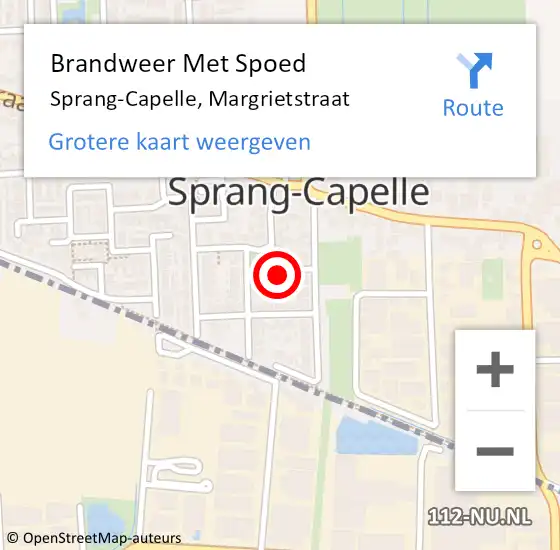 Locatie op kaart van de 112 melding: Brandweer Met Spoed Naar Sprang-Capelle, Margrietstraat op 16 januari 2022 10:23