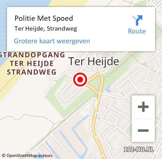 Locatie op kaart van de 112 melding: Politie Met Spoed Naar Ter Heijde, Strandweg op 16 januari 2022 10:57