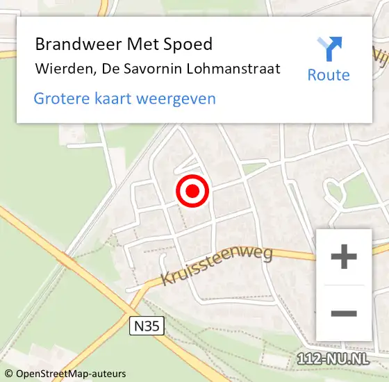 Locatie op kaart van de 112 melding: Brandweer Met Spoed Naar Wierden, De Savornin Lohmanstraat op 16 januari 2022 11:20