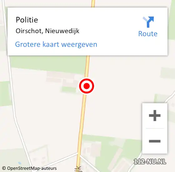 Locatie op kaart van de 112 melding: Politie Oirschot, Nieuwedijk op 16 januari 2022 11:29