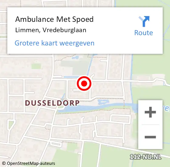 Locatie op kaart van de 112 melding: Ambulance Met Spoed Naar Limmen, Vredeburglaan op 16 januari 2022 11:31