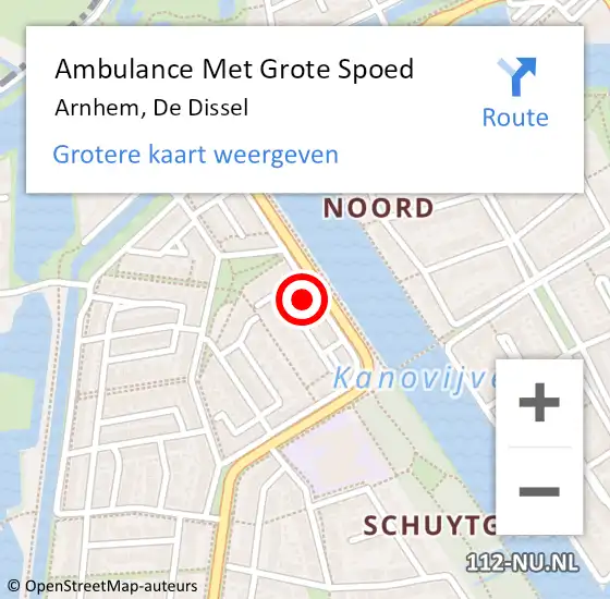 Locatie op kaart van de 112 melding: Ambulance Met Grote Spoed Naar Arnhem, De Dissel op 16 januari 2022 11:53