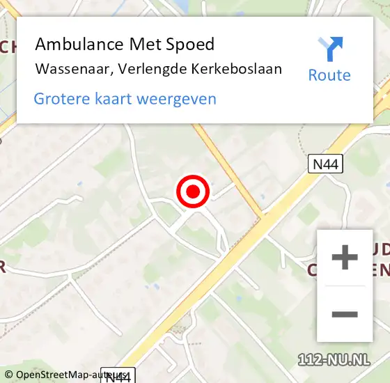 Locatie op kaart van de 112 melding: Ambulance Met Spoed Naar Wassenaar, Verlengde Kerkeboslaan op 16 januari 2022 11:55