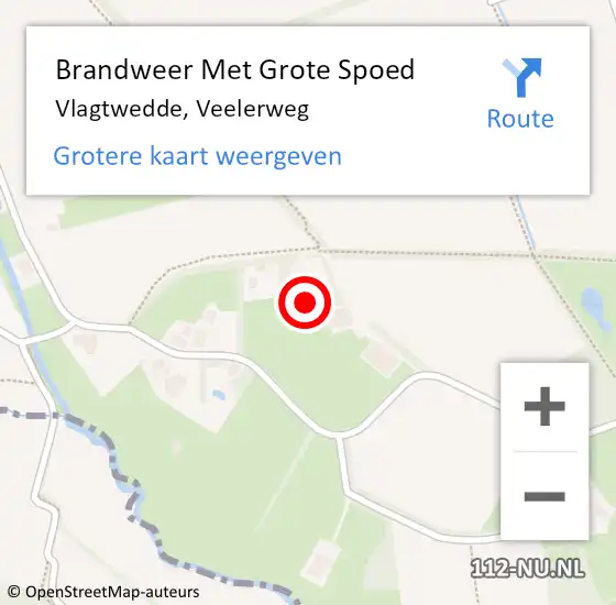 Locatie op kaart van de 112 melding: Brandweer Met Grote Spoed Naar Vlagtwedde, Veelerweg op 16 januari 2022 12:04