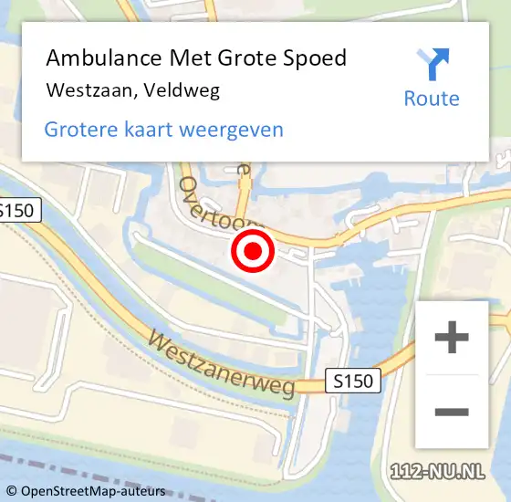 Locatie op kaart van de 112 melding: Ambulance Met Grote Spoed Naar Westzaan, Veldweg op 16 januari 2022 12:08