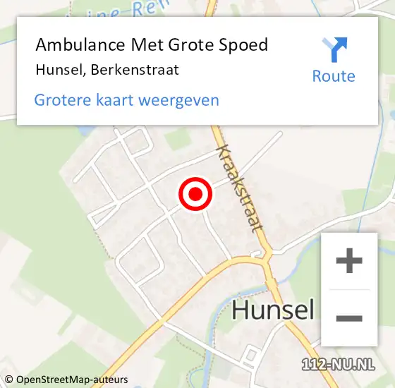 Locatie op kaart van de 112 melding: Ambulance Met Grote Spoed Naar Hunsel, Berkenstraat op 16 januari 2022 12:09