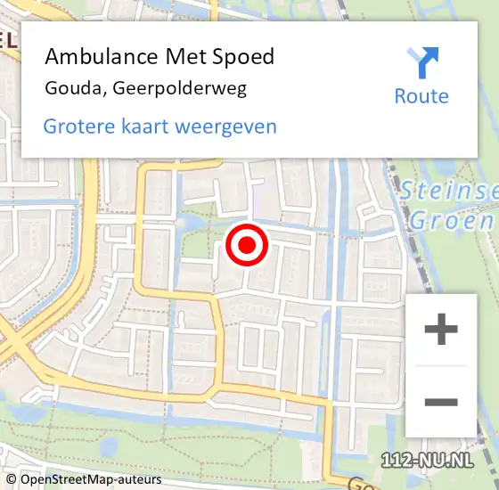 Locatie op kaart van de 112 melding: Ambulance Met Spoed Naar Gouda, Geerpolderweg op 16 januari 2022 12:13