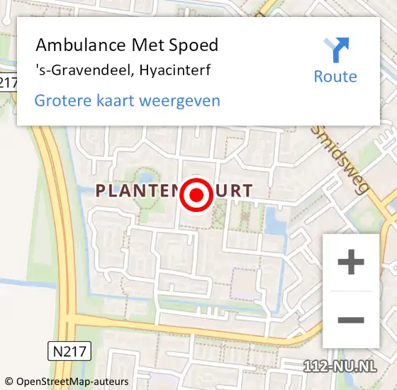 Locatie op kaart van de 112 melding: Ambulance Met Spoed Naar 's-Gravendeel, Hyacinterf op 16 januari 2022 12:18