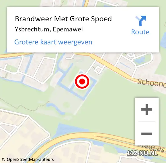 Locatie op kaart van de 112 melding: Brandweer Met Grote Spoed Naar Ysbrechtum, Epemawei op 5 juli 2014 13:01