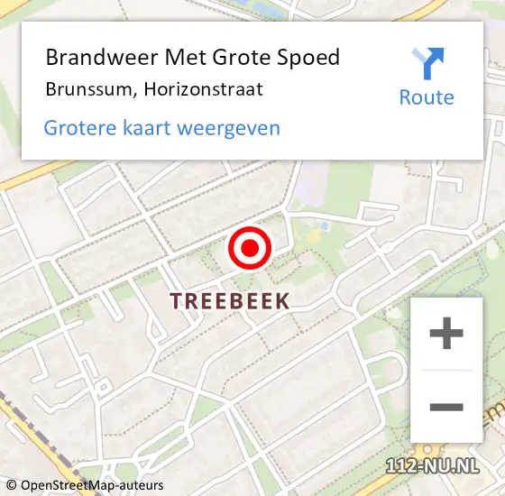 Locatie op kaart van de 112 melding: Brandweer Met Grote Spoed Naar Brunssum, Horizonstraat op 16 januari 2022 12:26