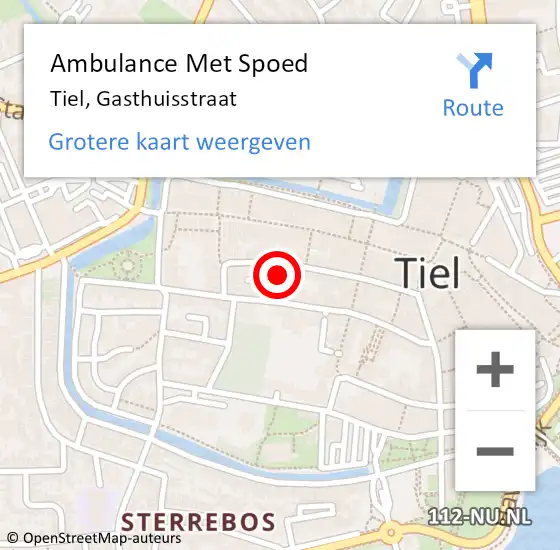 Locatie op kaart van de 112 melding: Ambulance Met Spoed Naar Tiel, Gasthuisstraat op 16 januari 2022 12:39