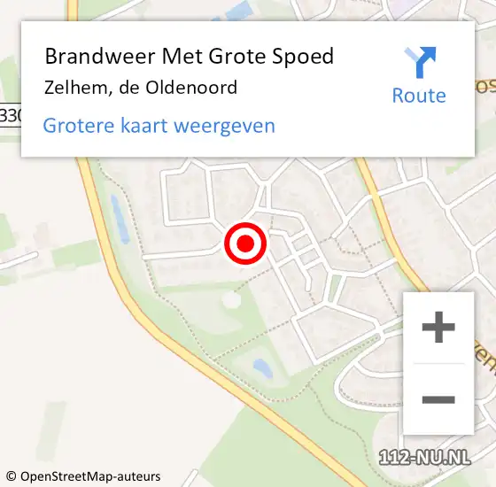 Locatie op kaart van de 112 melding: Brandweer Met Grote Spoed Naar Zelhem, de Oldenoord op 16 januari 2022 12:50