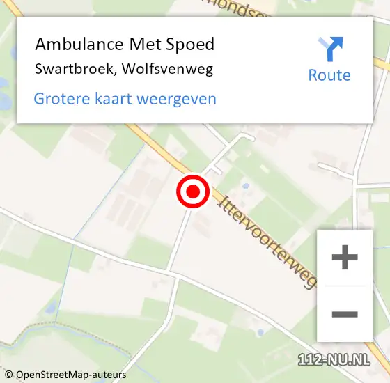 Locatie op kaart van de 112 melding: Ambulance Met Spoed Naar Swartbroek, Wolfsvenweg op 5 juli 2014 13:06