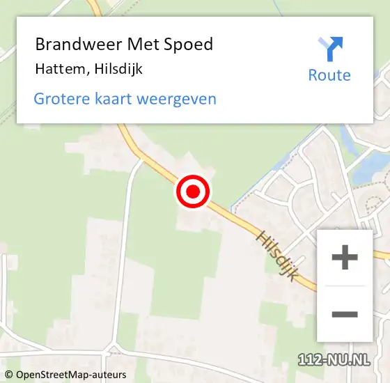 Locatie op kaart van de 112 melding: Brandweer Met Spoed Naar Hattem, Hilsdijk op 16 januari 2022 13:05