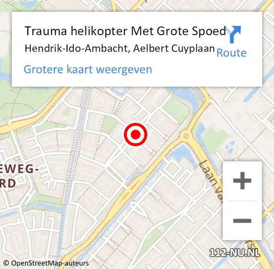 Locatie op kaart van de 112 melding: Trauma helikopter Met Grote Spoed Naar Hendrik-Ido-Ambacht, Aelbert Cuyplaan op 16 januari 2022 14:06