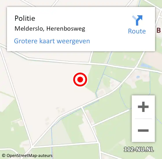Locatie op kaart van de 112 melding: Politie Melderslo, Herenbosweg op 16 januari 2022 14:19